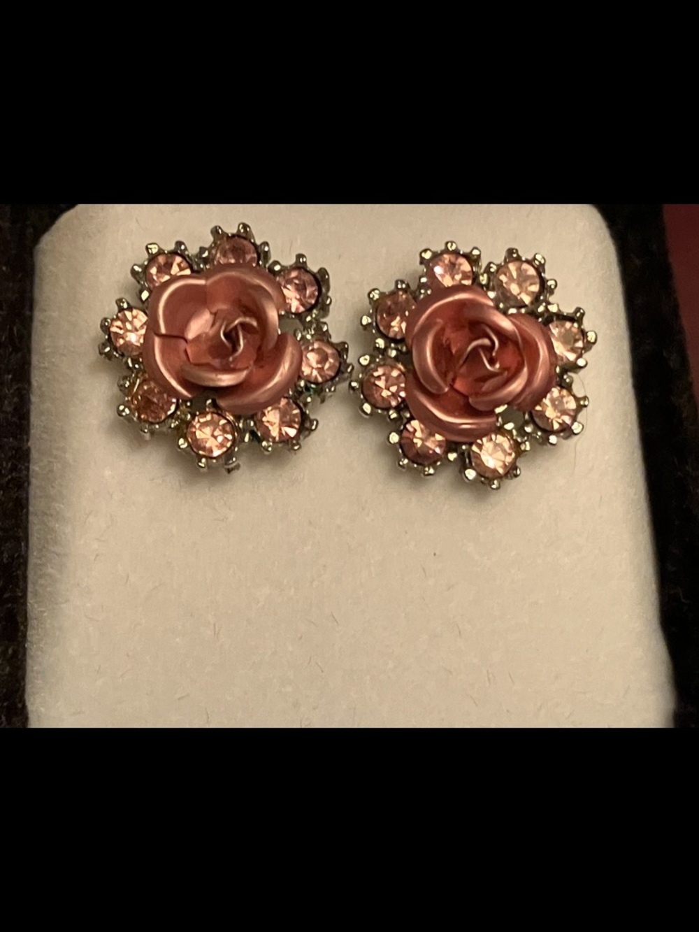 New 925 Pink Tourmaline Rose Stud Earrings - in Box